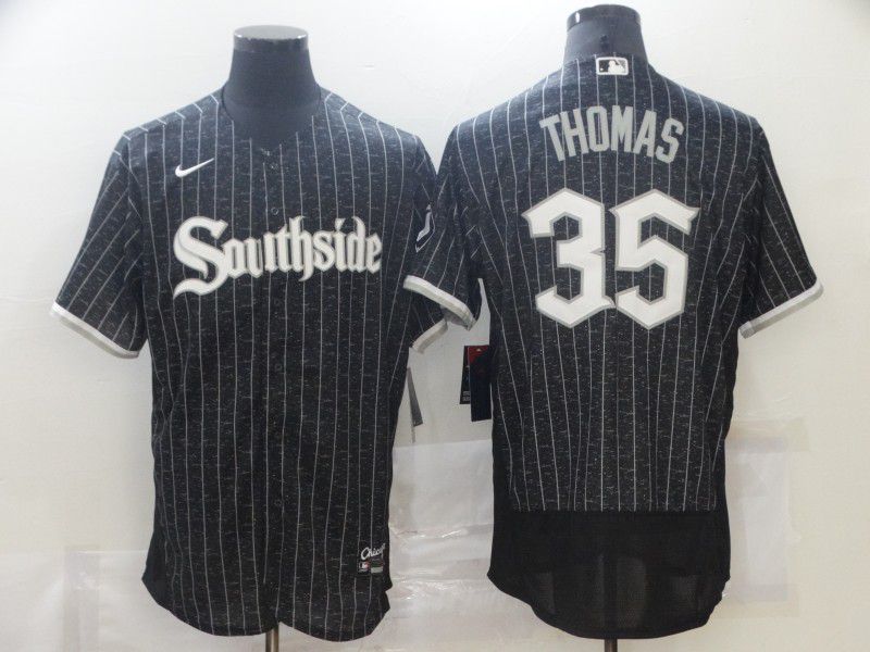 Men Chicago White Sox #35 Thomas City Edition Black Elite Nike 2021 MLB Jerseys